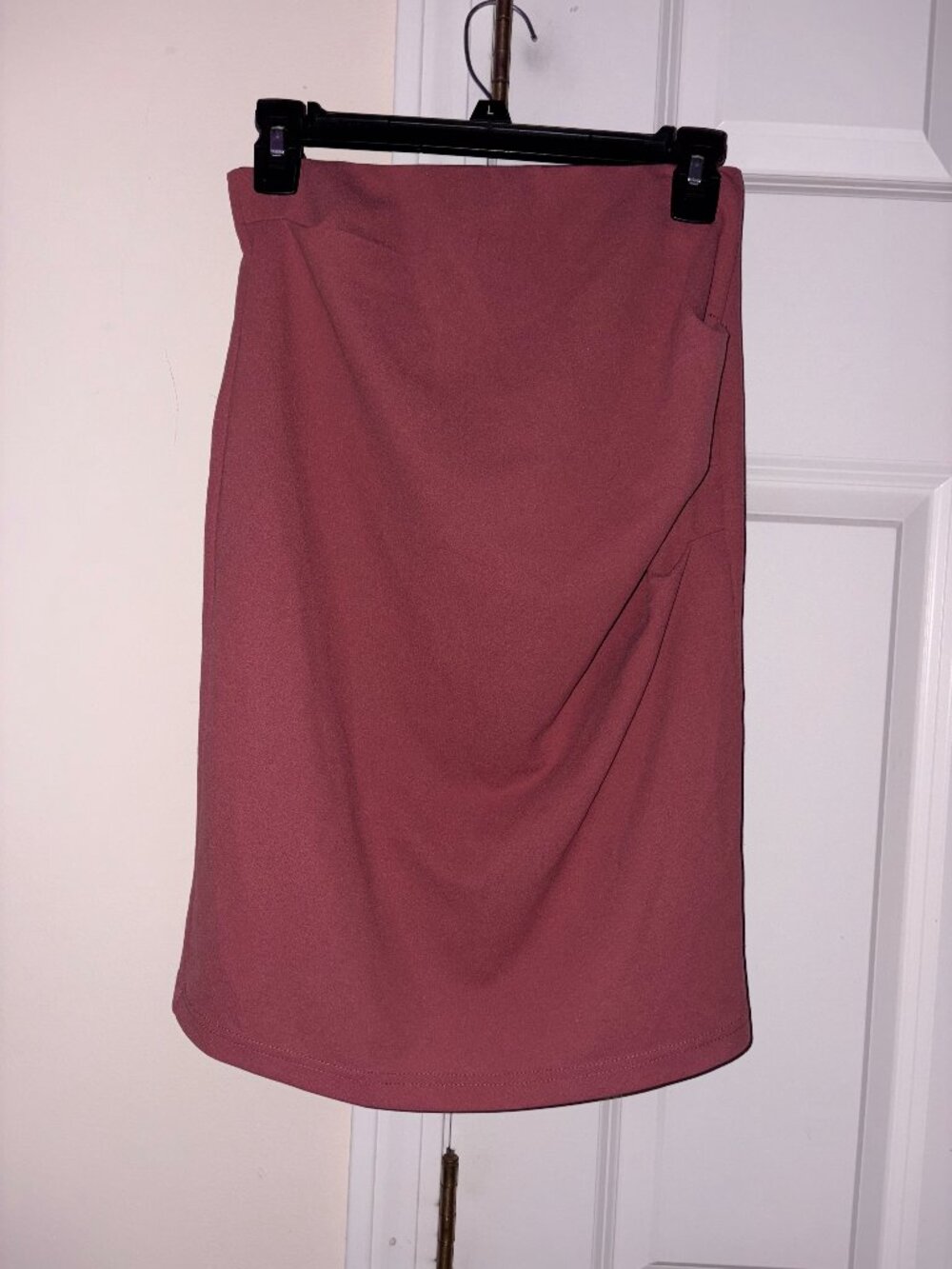 Grace Karin pencil skirt, solid mauve pink, women's size small.
